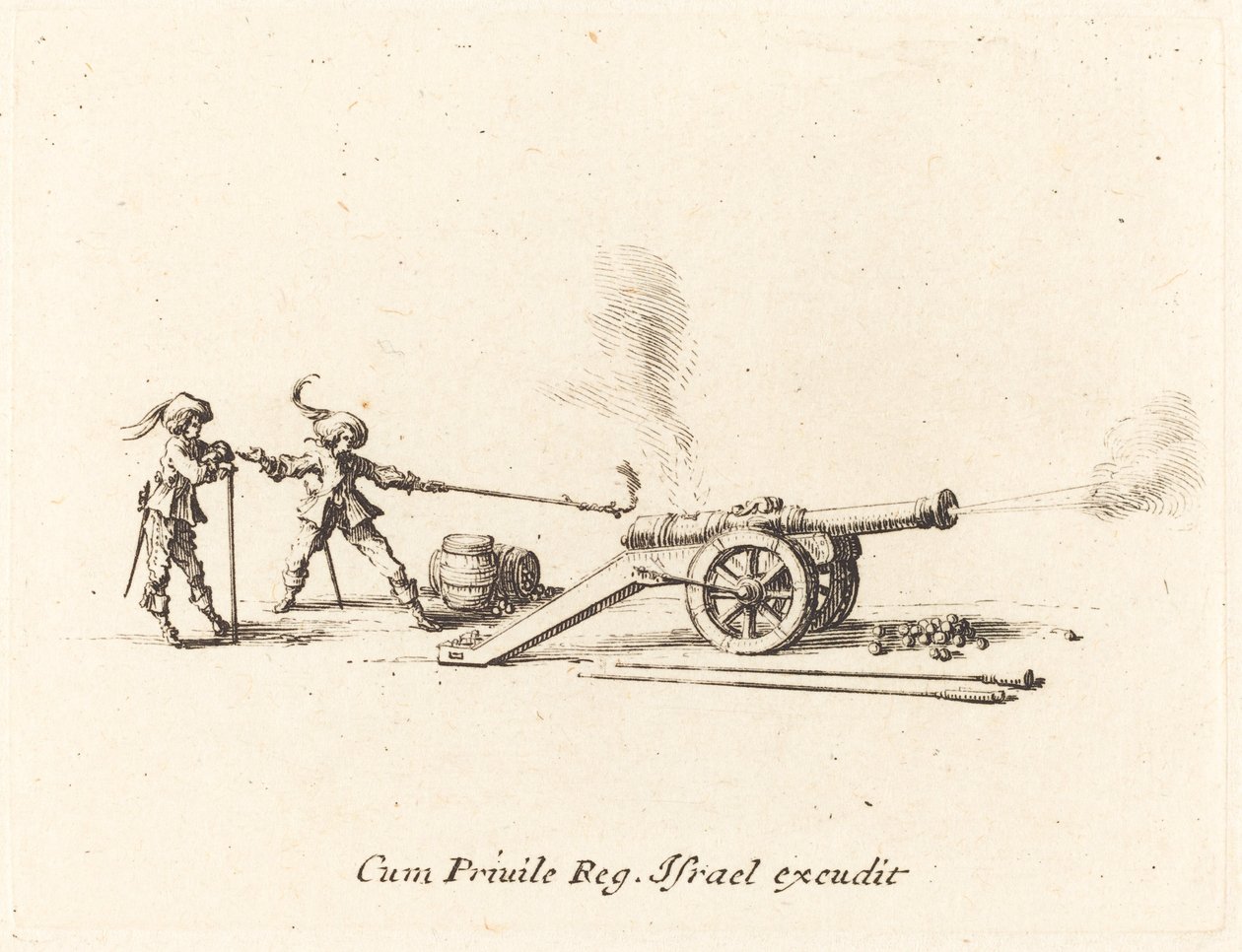 Affyring af kanonen af Jacques Callot