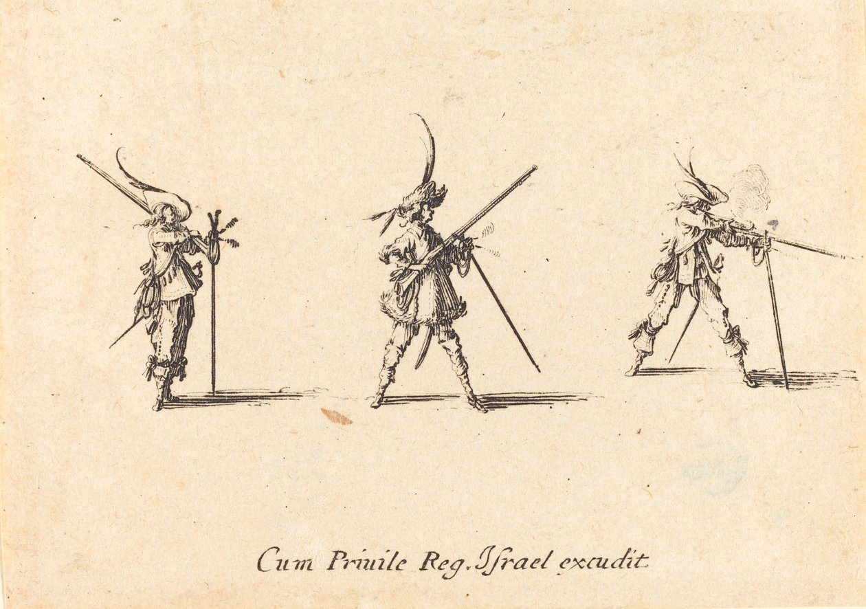 Affyring af musketten af Jacques Callot