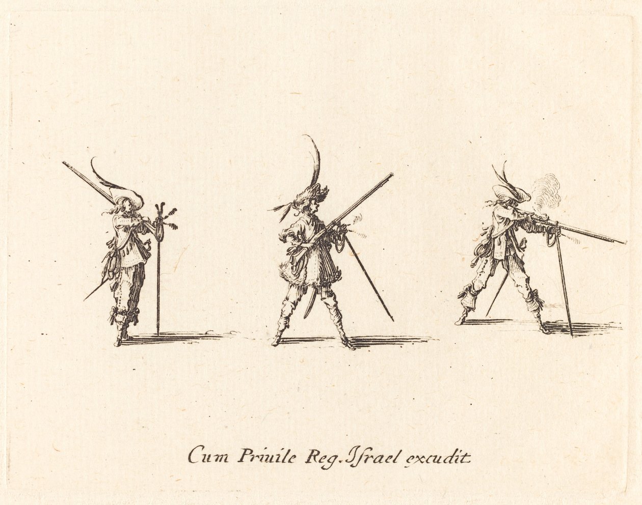 Affyring af musketten af Jacques Callot