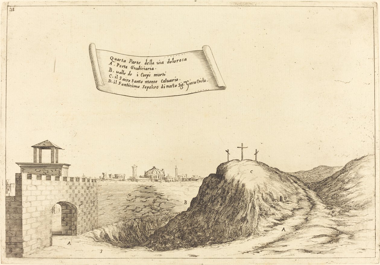 Fire dele af Via Dolorosa af Jacques Callot