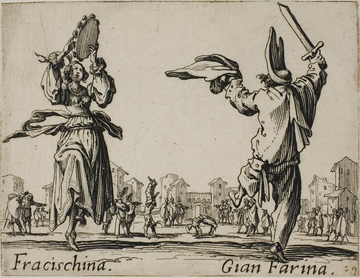 Fracischina - Gian Farina, plade 17 fra Balli di Sfessania af Jacques Callot