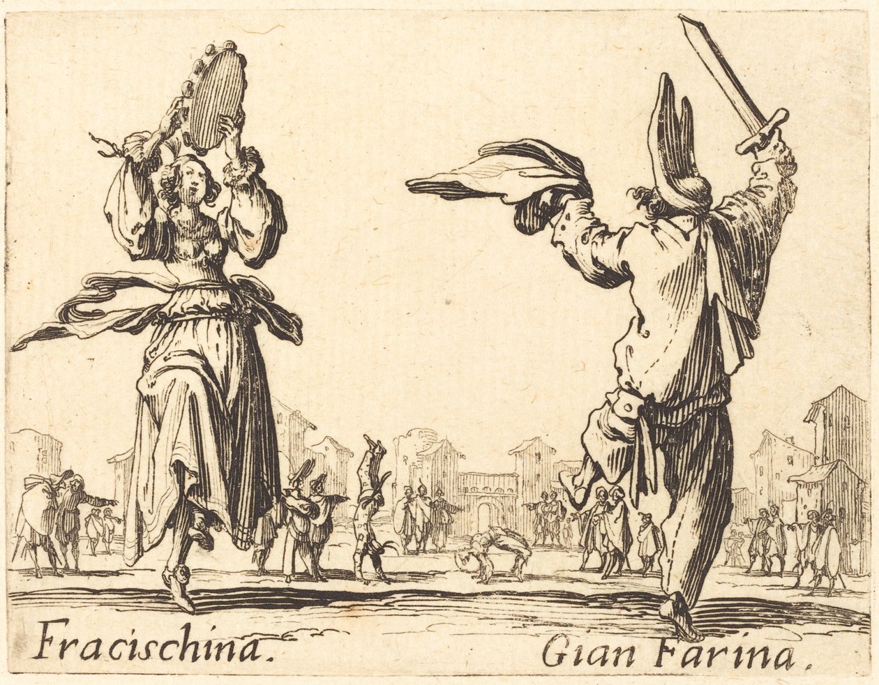 Fracischina og Gian Farina af Jacques Callot