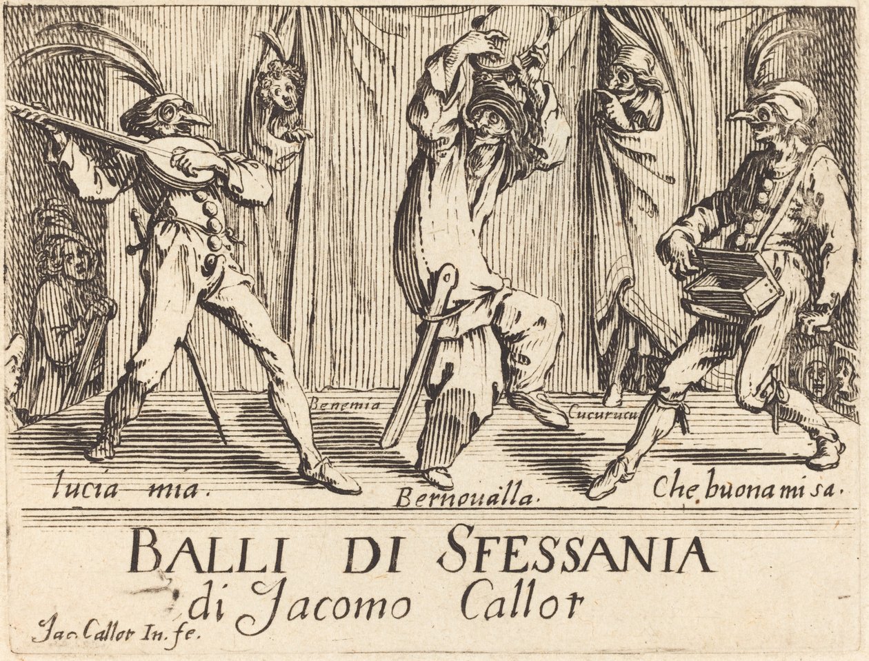 Frontispice til "Balli di Sfessania" af Jacques Callot