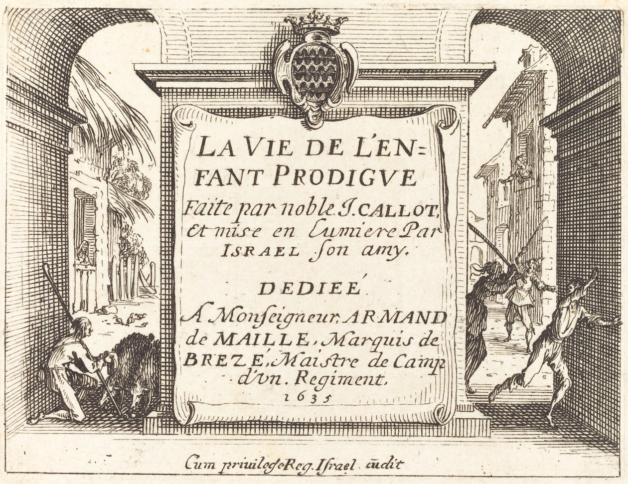 Frontispice til Den fortabte søn, 1635. af Jacques Callot