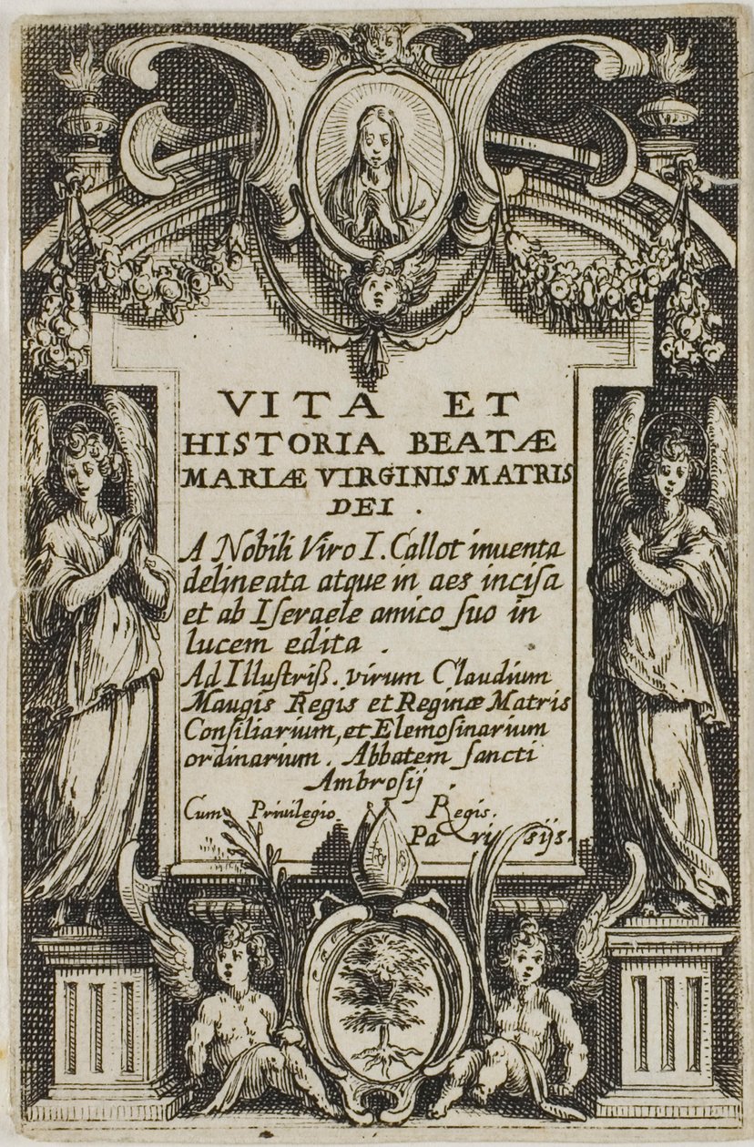 Frontispice, fra Jomfruens liv af Jacques Callot
