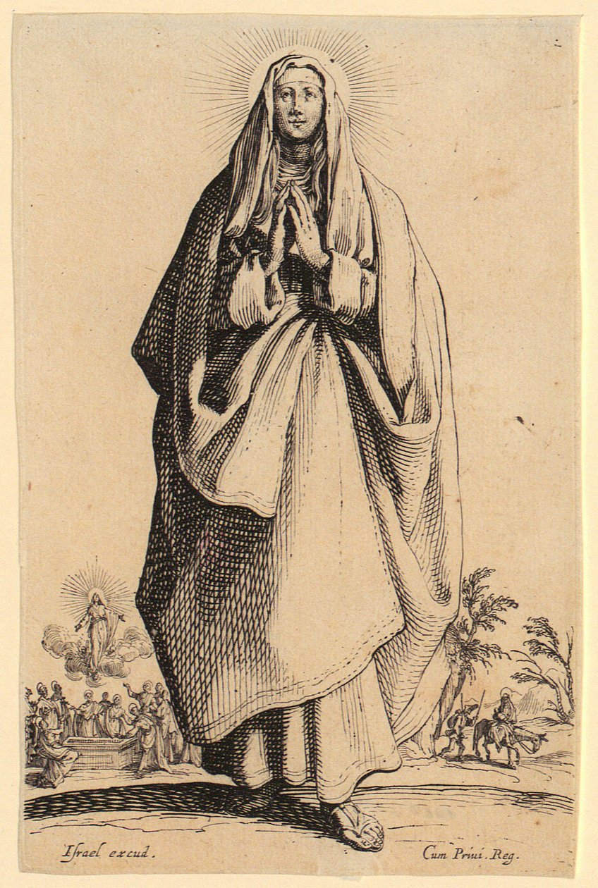 Frontispice, blad 1 i serien »Jesus, de tolv apostle og Maria« af Jacques Callot