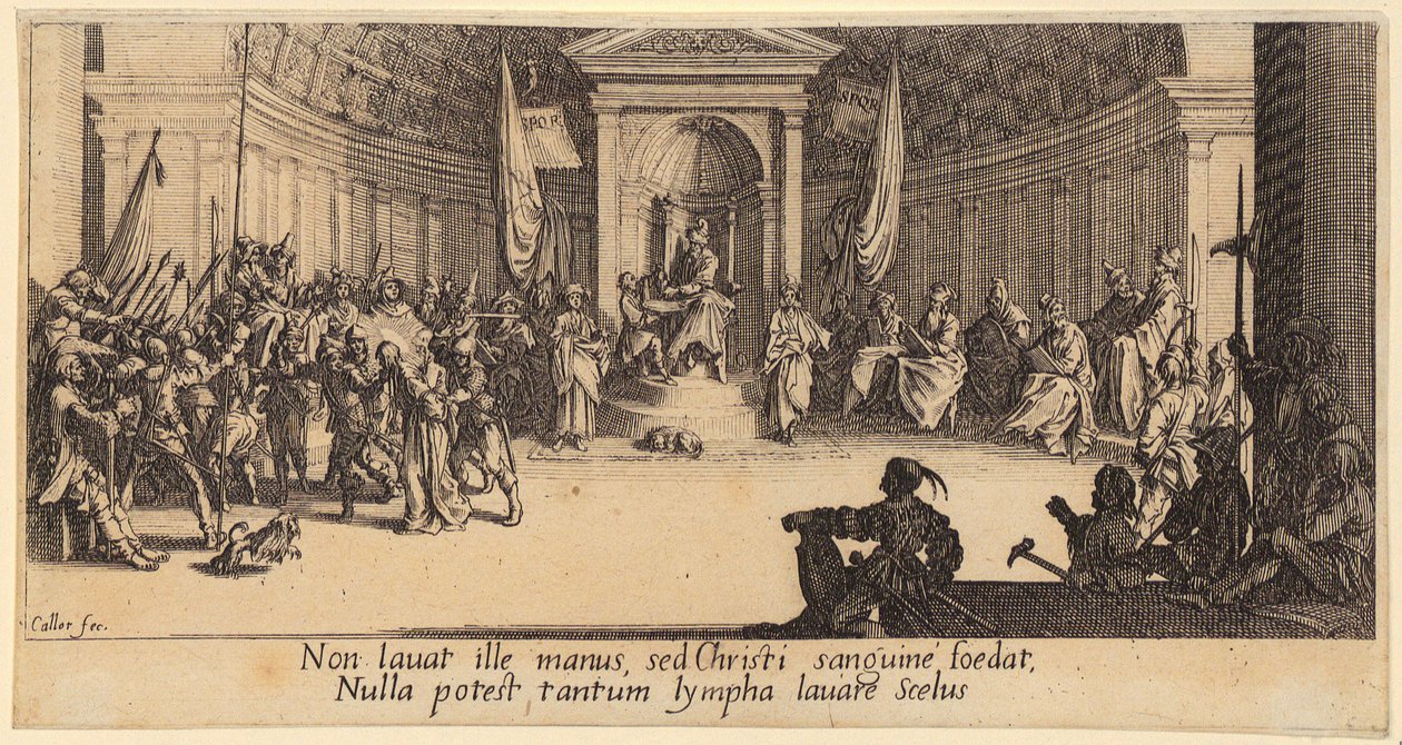 Fodvask, side 1 i serien »Den store passion« af Jacques Callot
