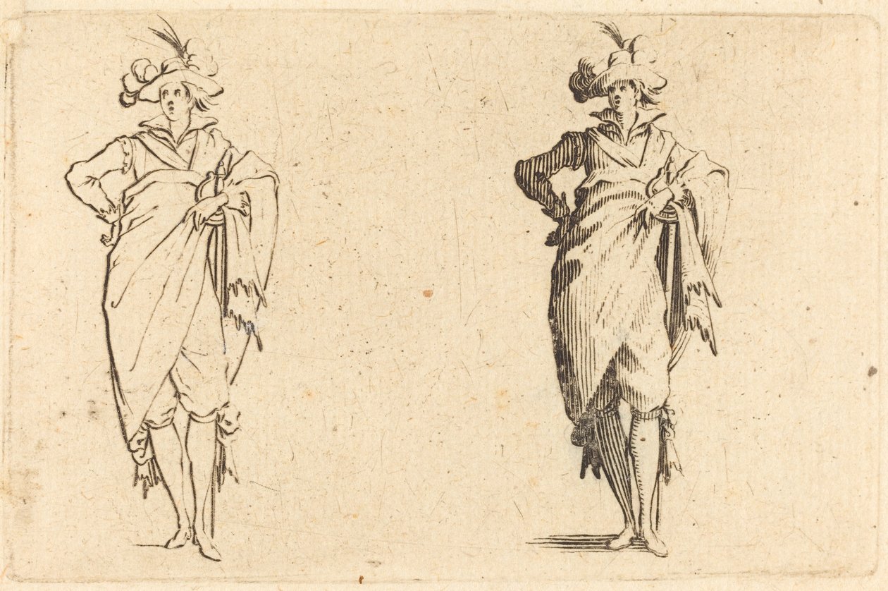 Gentleman set forfra med hånden på hoften af Jacques Callot