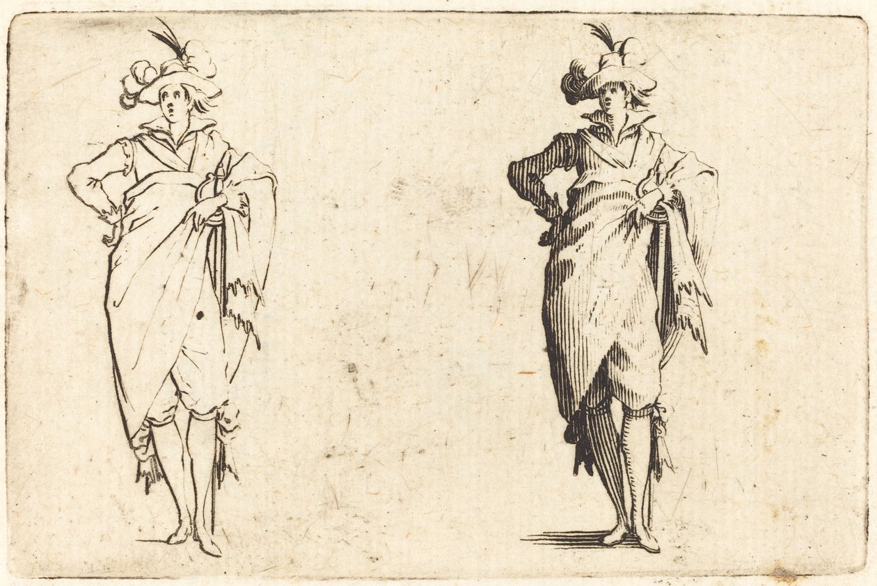 Gentleman set forfra med hånden på hoften af Jacques Callot