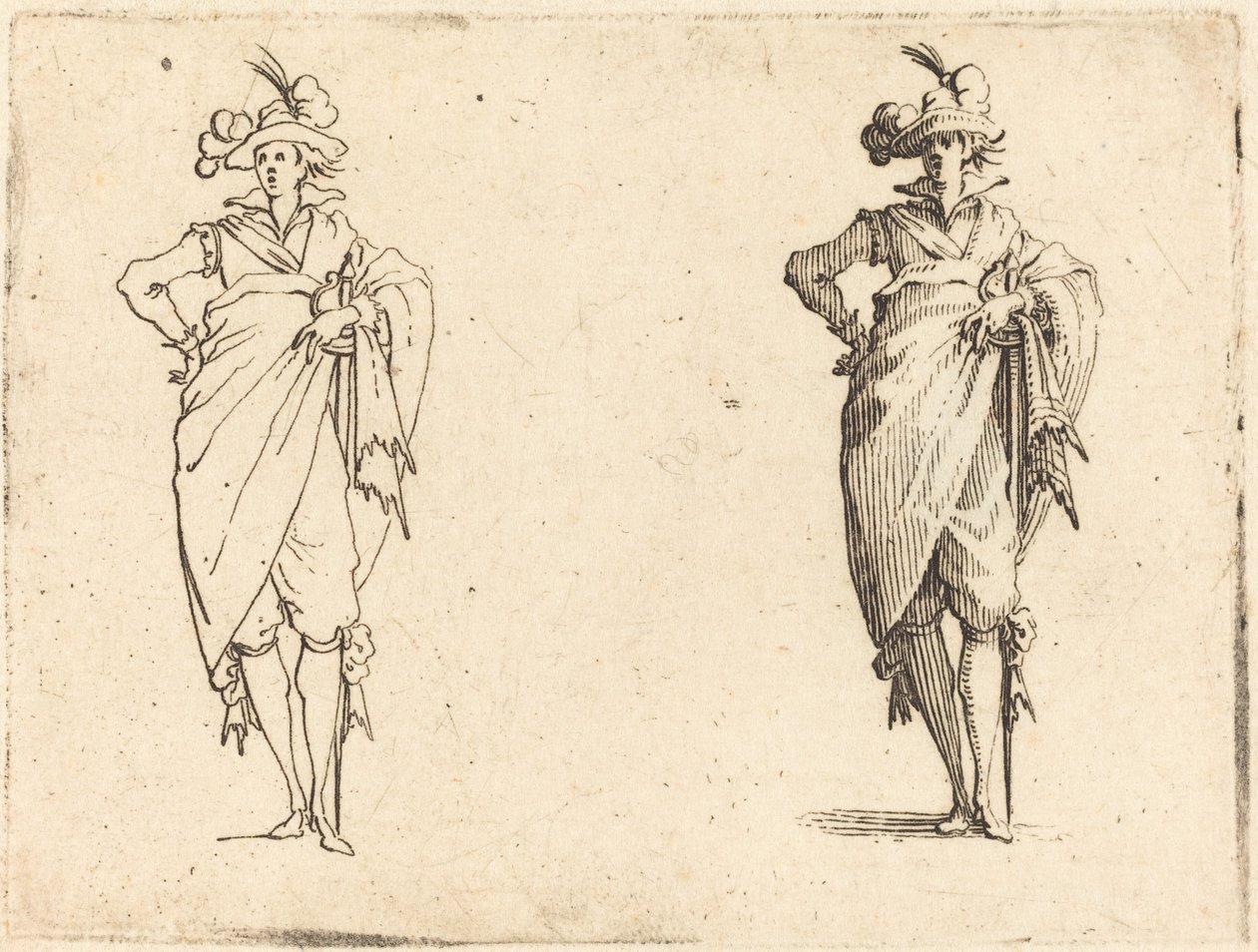 Gentleman set forfra med hånden på hoften af Jacques Callot