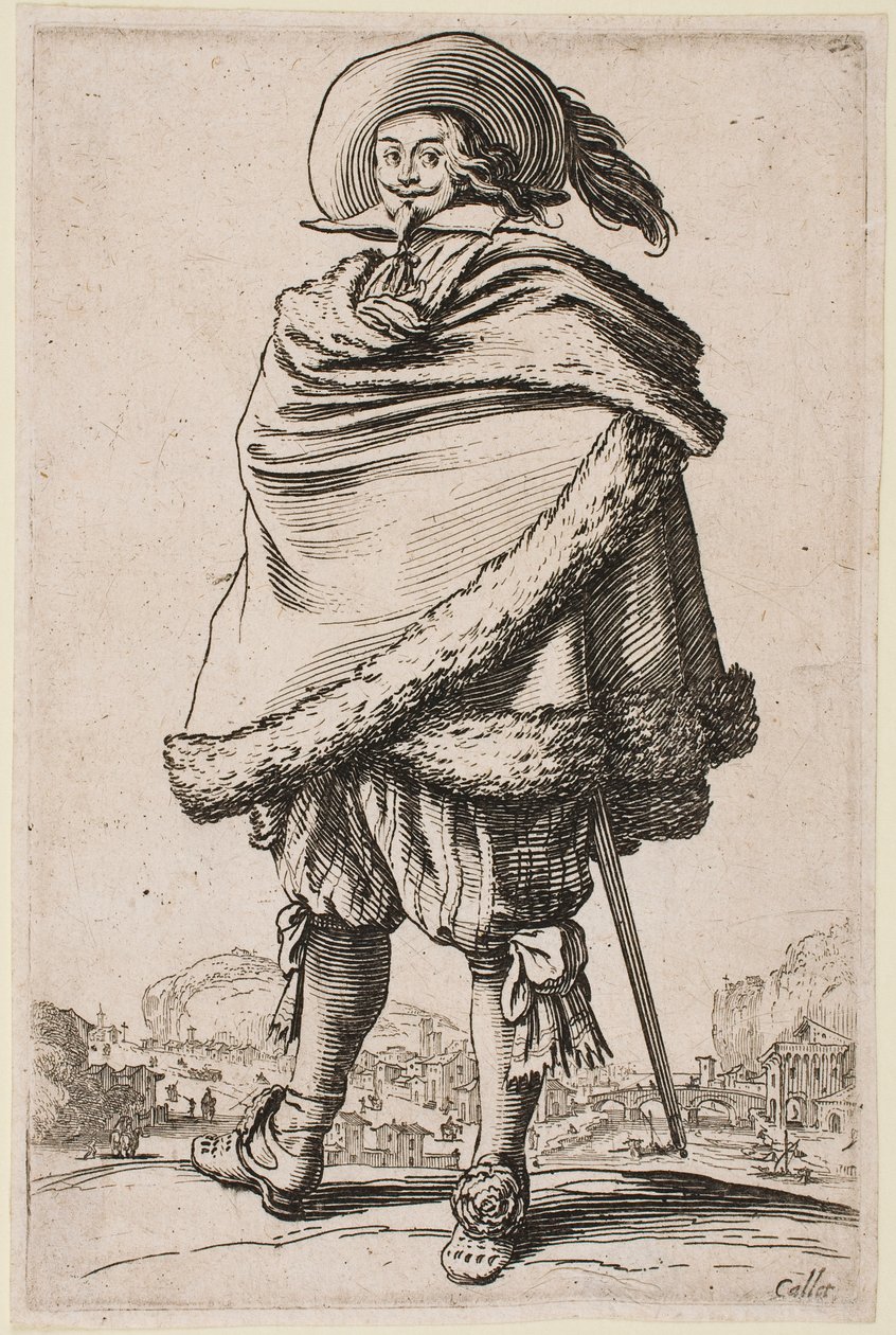 Gentleman Wrapped in a Fur-Trimmed Cloak, fra serien "The Nobility" af Jacques Callot