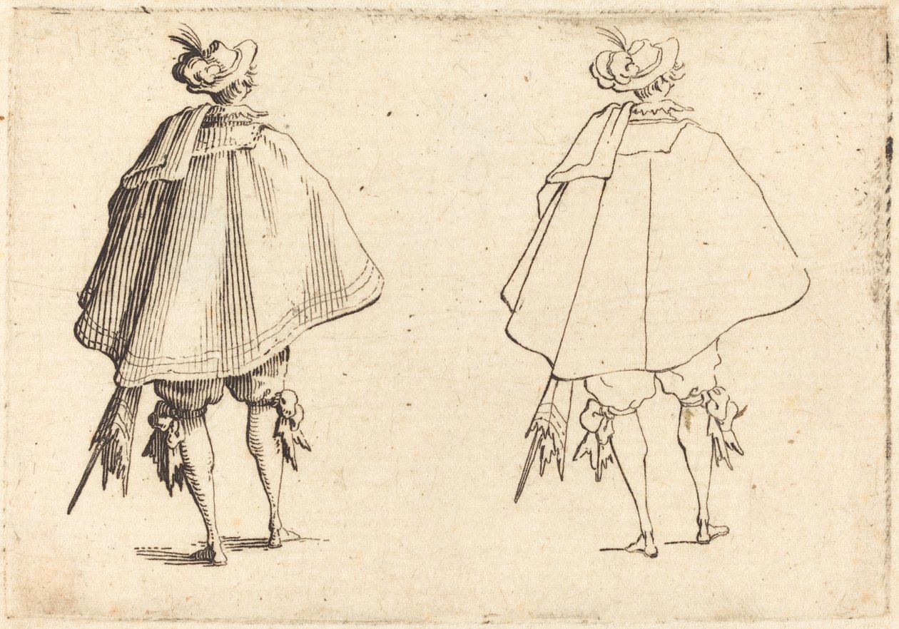 Herre i stor kappe, set bagfra af Jacques Callot