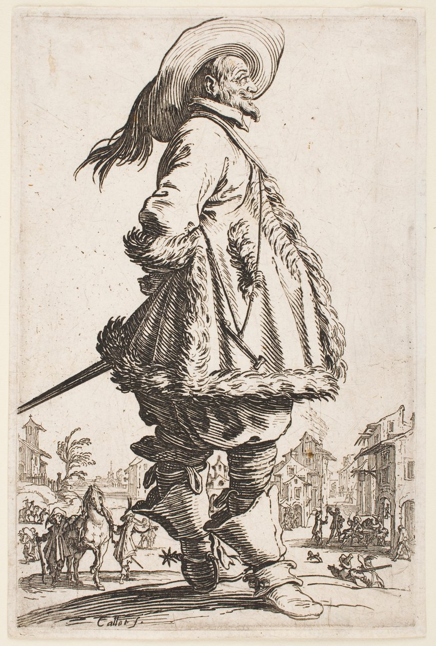 Gentleman in a Fur-Trimmed Coat, fra serien "The Nobility of Lorraine" af Jacques Callot