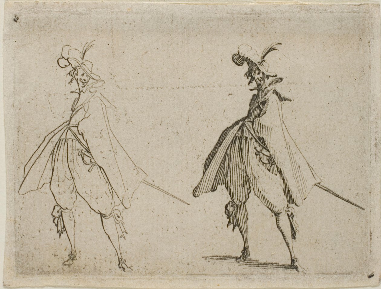 Herre i stor kappe, set forfra, fra The Caprices af Jacques Callot