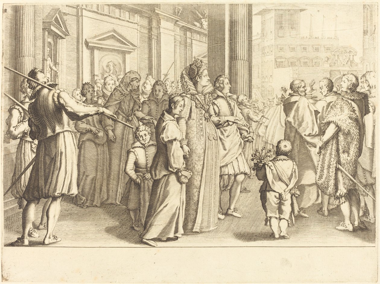Storhertuginde ved de unge pigers procession af Jacques Callot