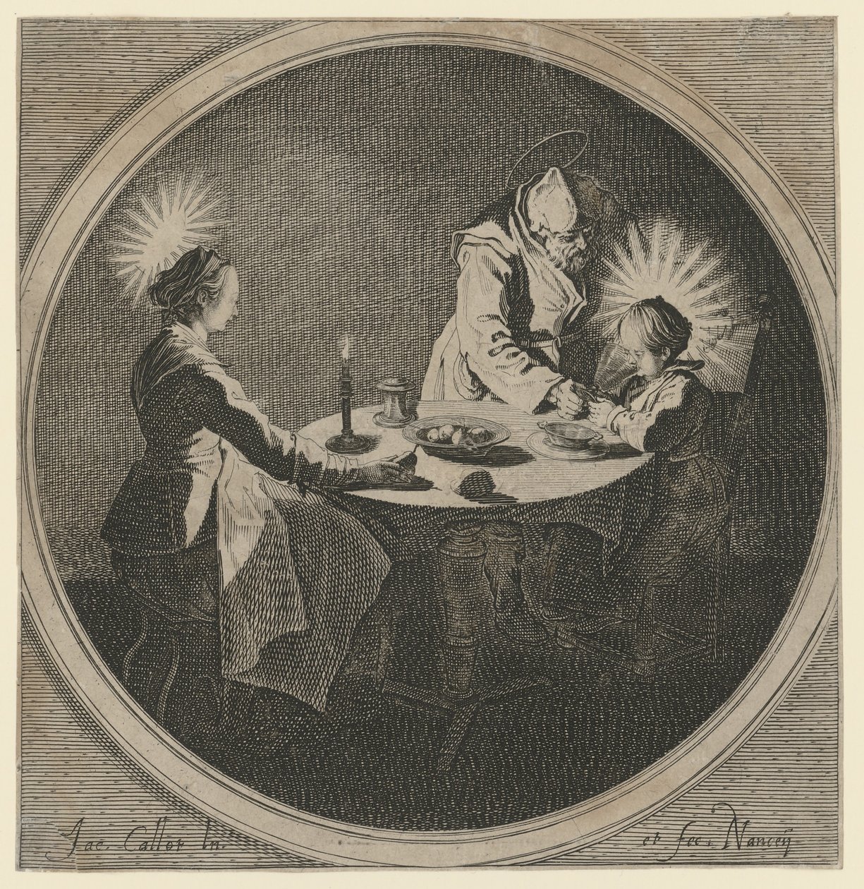 Den hellige familie ved bordet af Jacques Callot