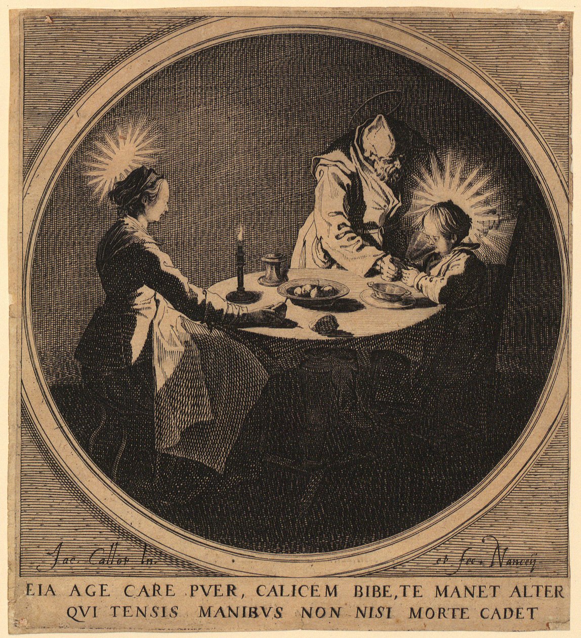 Den hellige familie ved bordet af Jacques Callot