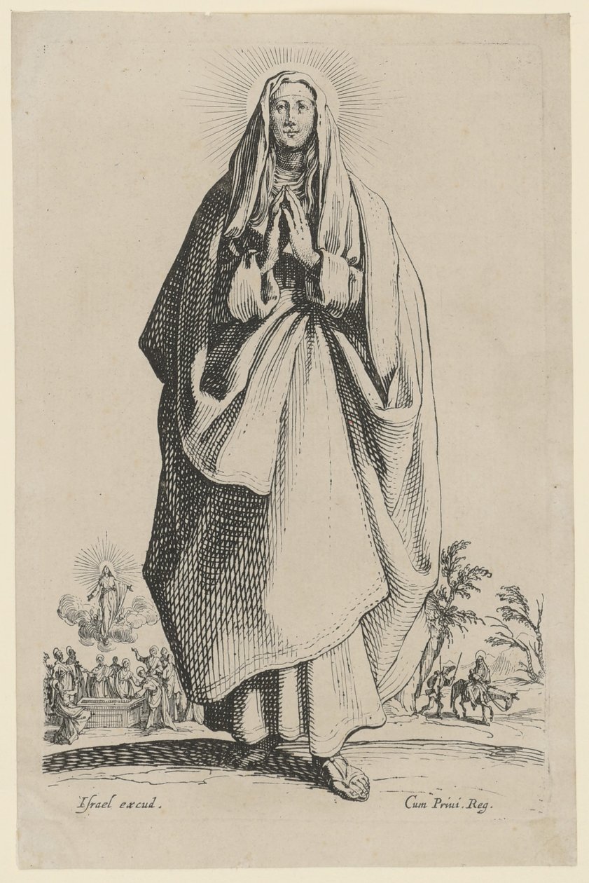 Den Hellige Jomfru Maria, ark 3 i serien »Jesus, de tolv apostle og Maria« af Jacques Callot