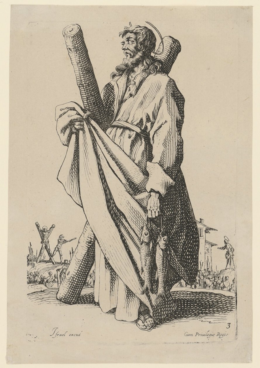 Den hellige Andreas, blad 6 i serien »Jesus, de tolv apostle og Maria« af Jacques Callot