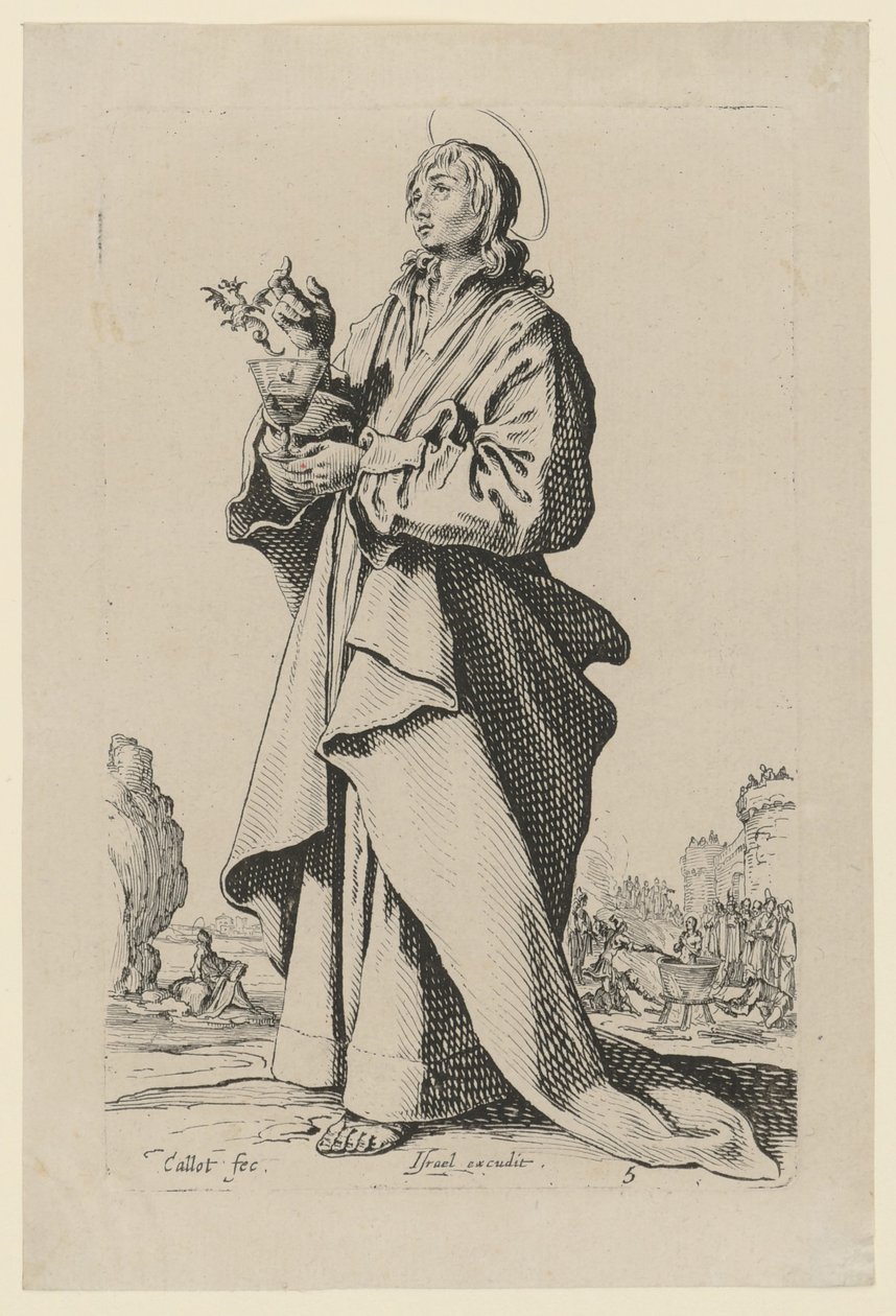 Den hellige Johannes Evangelisten, ark 8 i serien »Jesus, de tolv apostle og Maria« af Jacques Callot