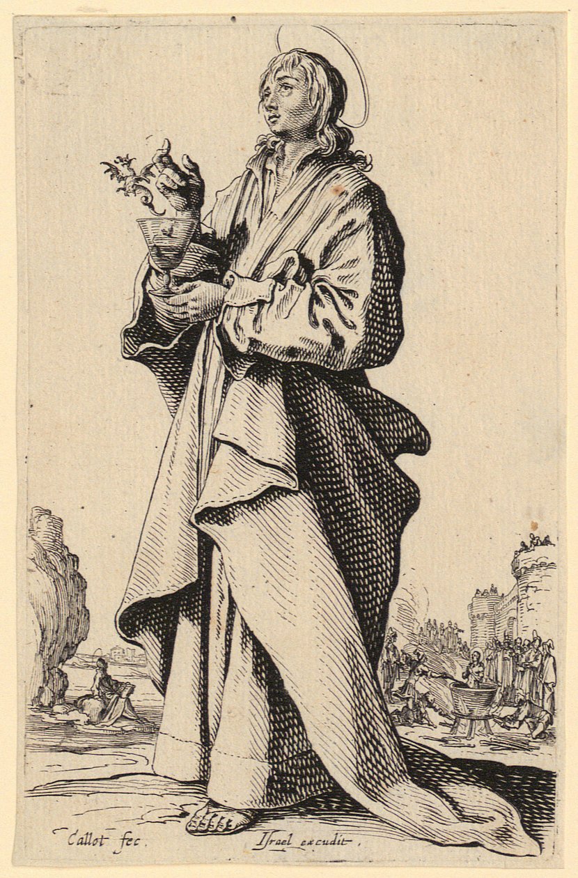 Den hellige Johannes Evangelisten, ark 8 i serien »Jesus, de tolv apostle og Maria« af Jacques Callot