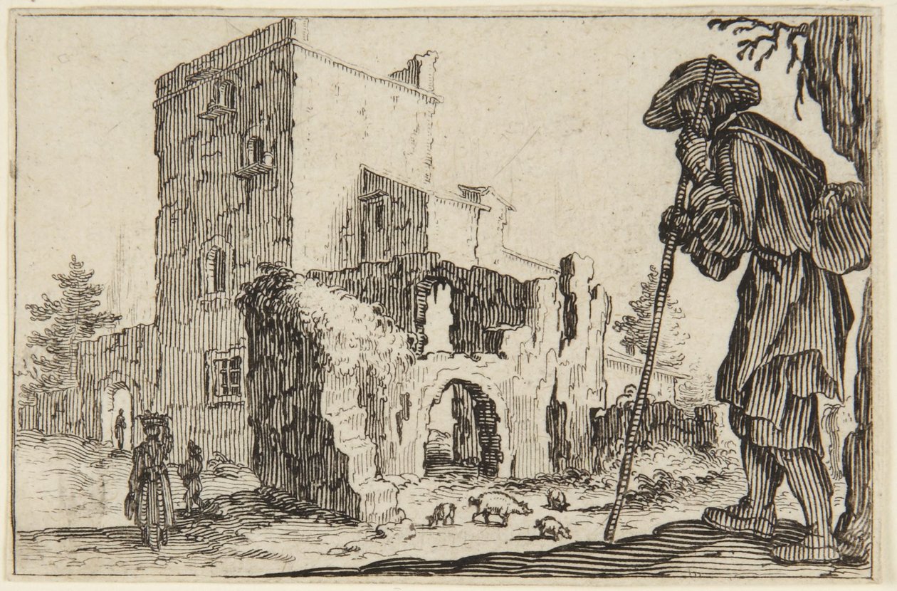 Hyrde og ruinerne af Jacques Callot