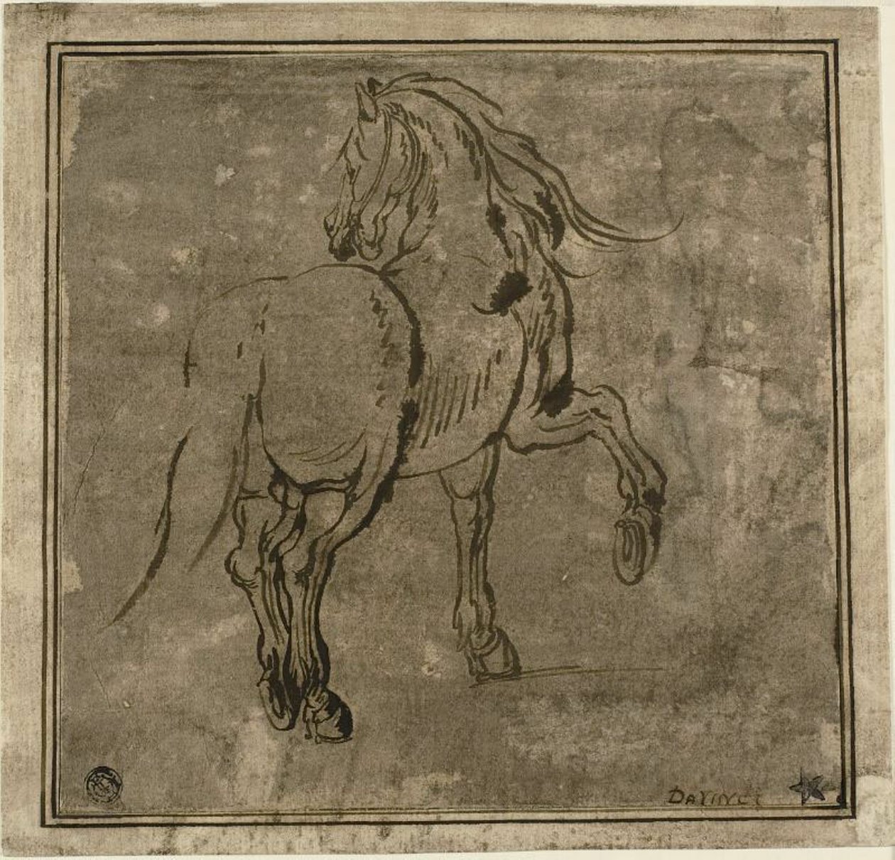 Hest, set tre kvarter bagfra af Jacques Callot