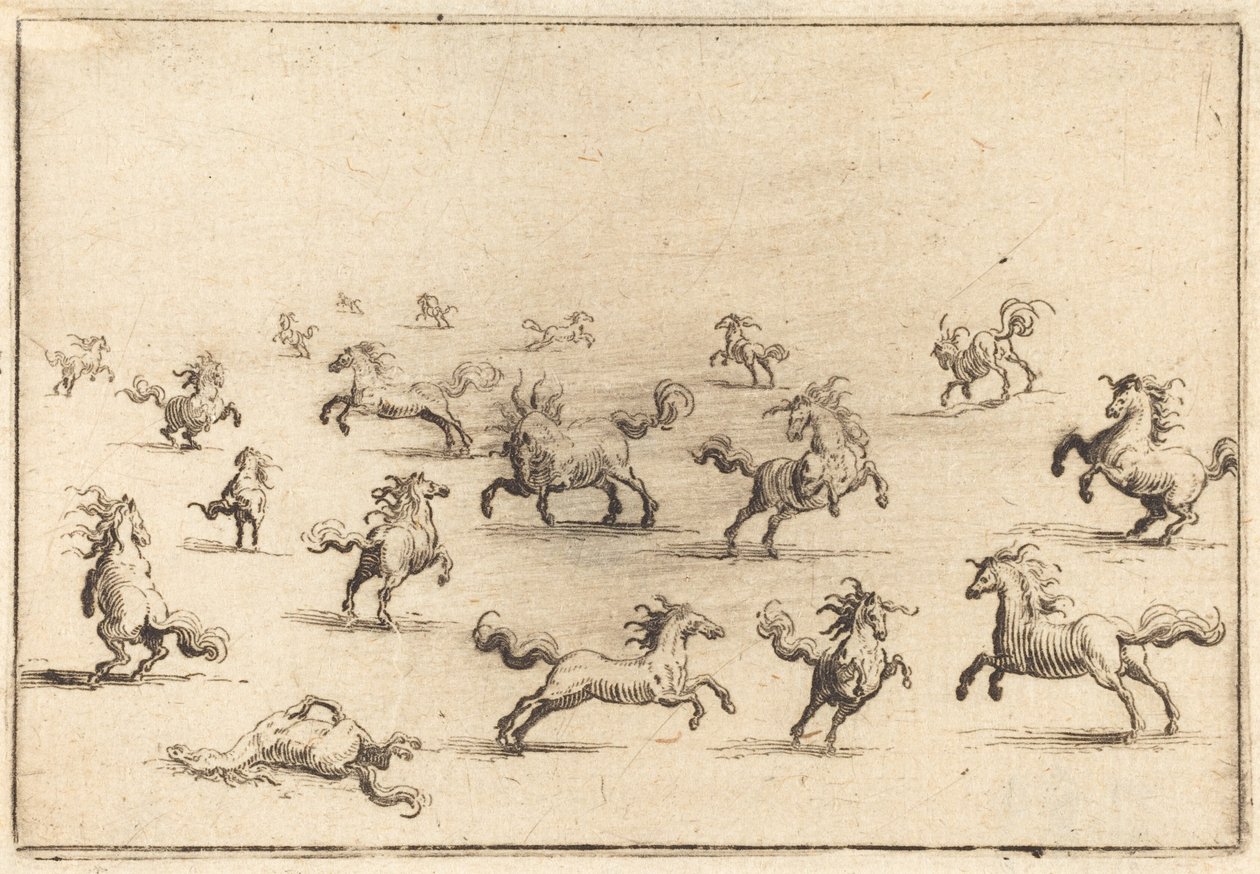 Løbende heste af Jacques Callot