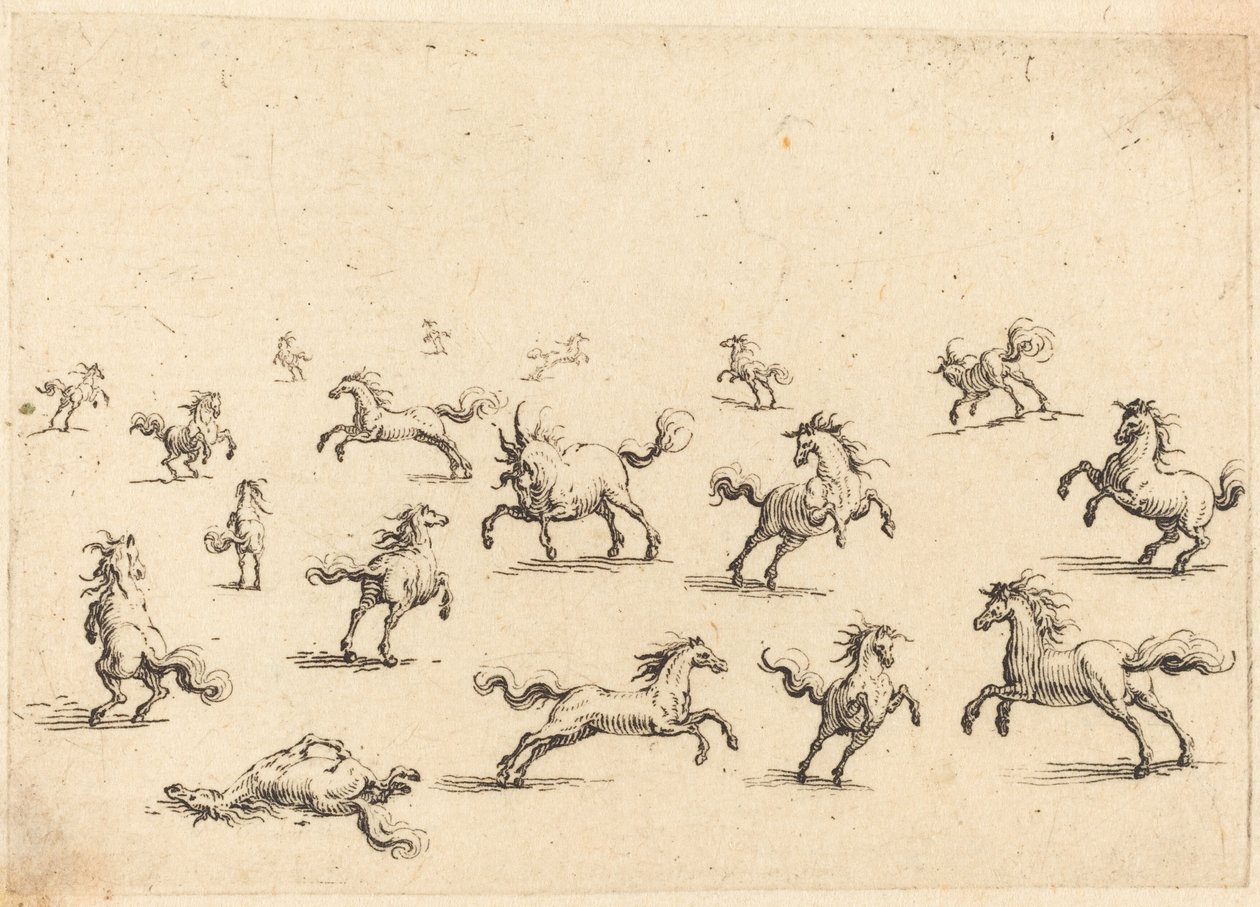 Løbende heste af Jacques Callot