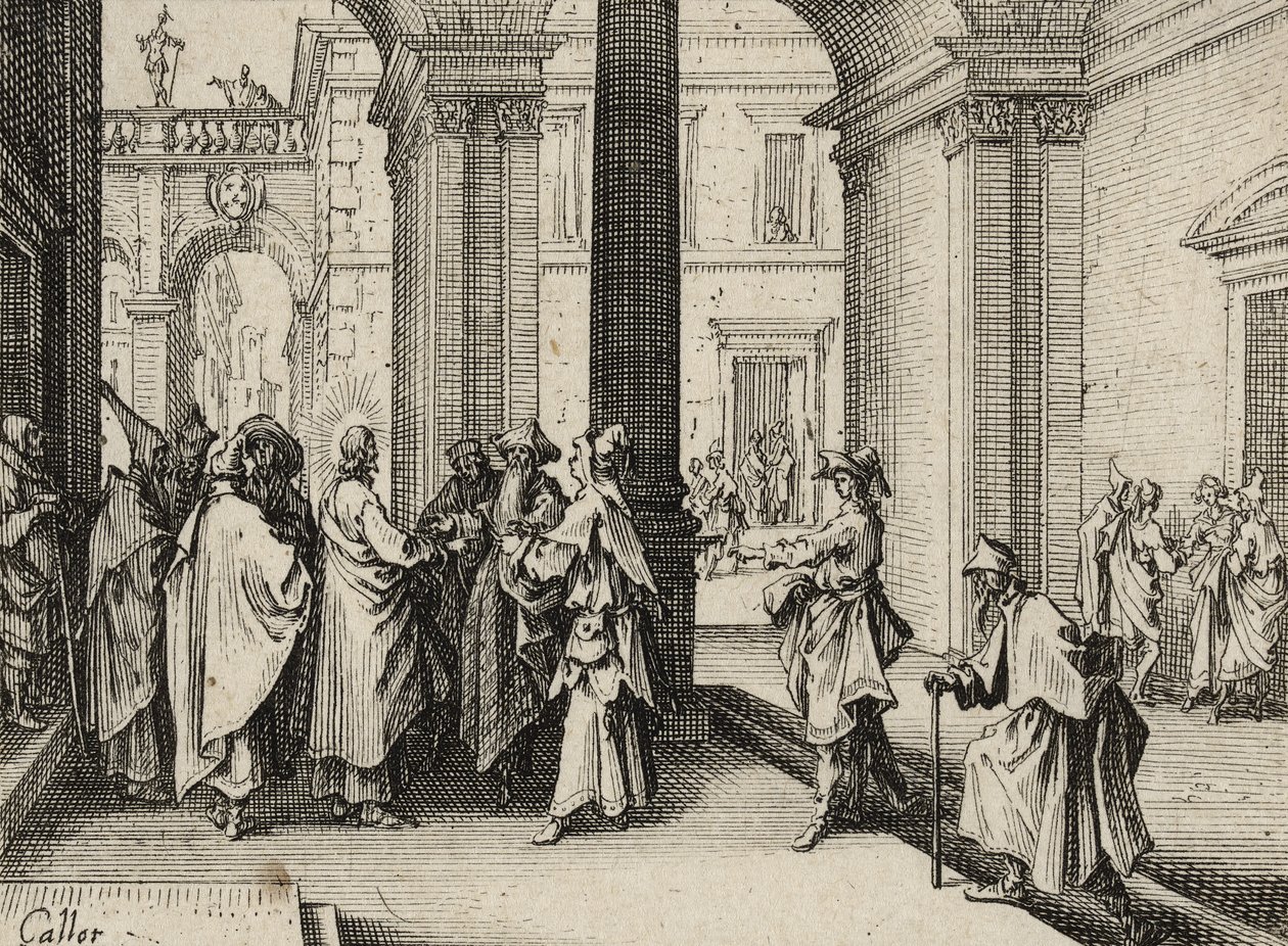 Jesus og de lovkyndige, 1635 af Jacques Callot