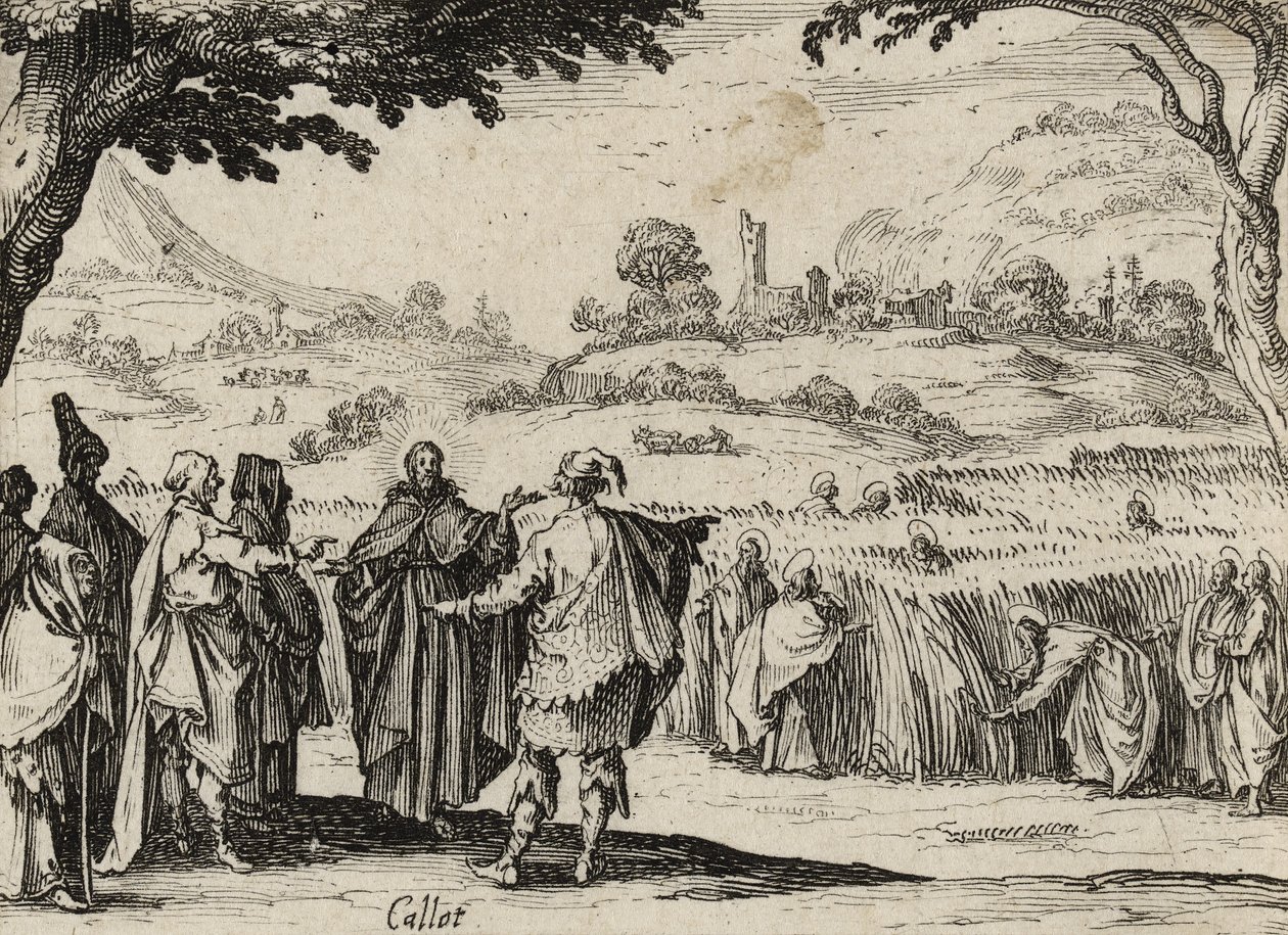 Jesus og farisæerne, 1635 af Jacques Callot