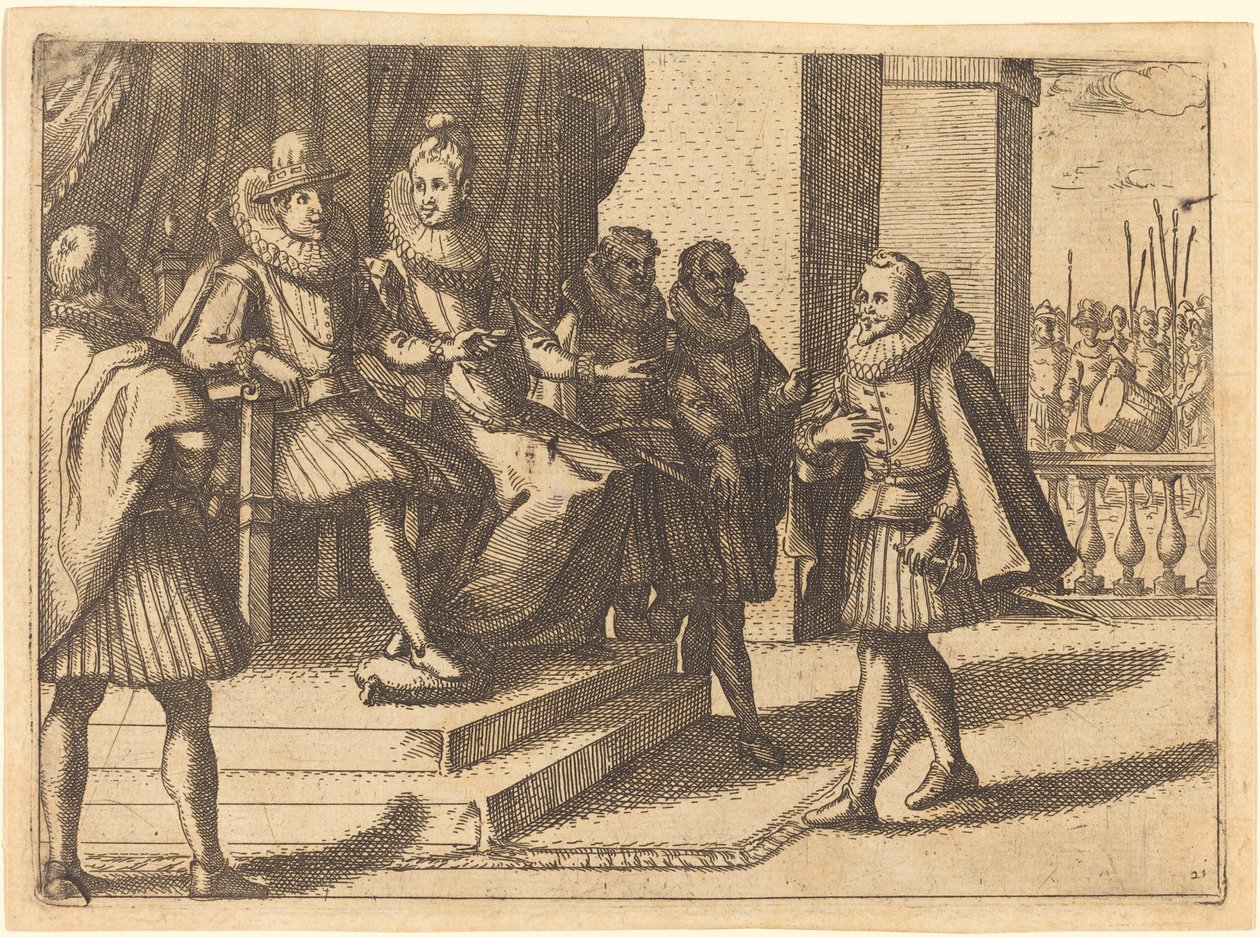 Konge og Dronning i samråd om tyrkerne, 1612. af Jacques Callot