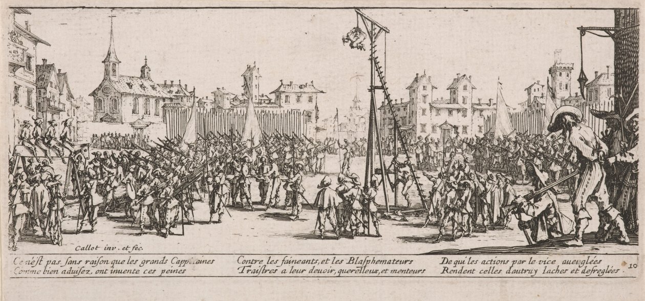 The Strapado, illustration fra The Large Miseries of War af Jacques Callot