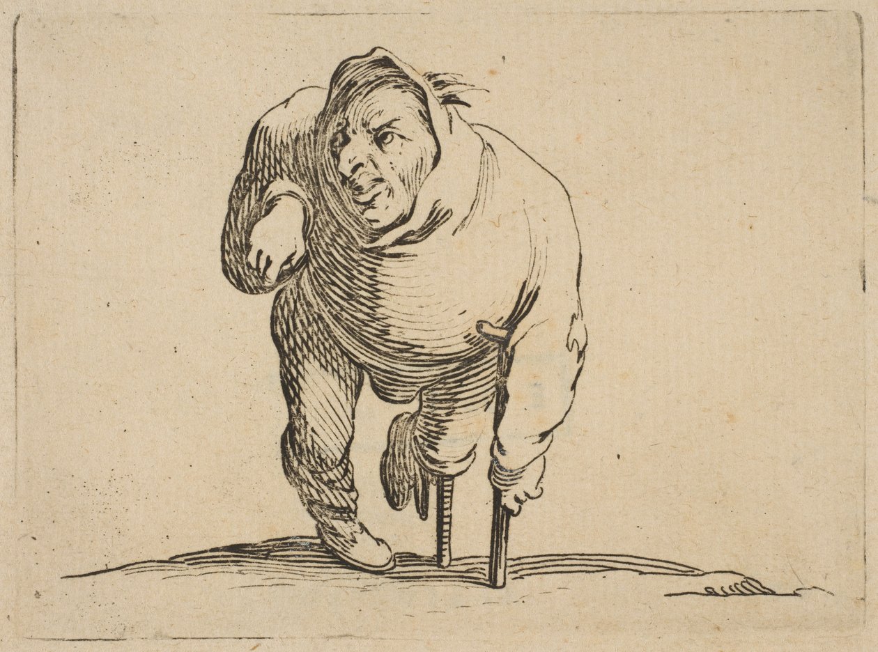 Krøblingen med en krykke og en træ ..., 1616-22. af Jacques Callot