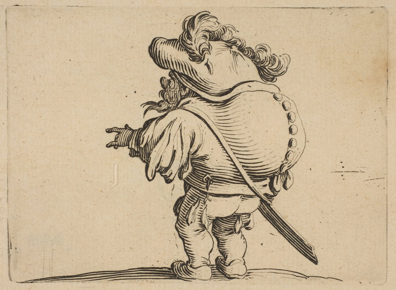 Mand med stor ryg prydet med..., 1616-22. af Jacques Callot