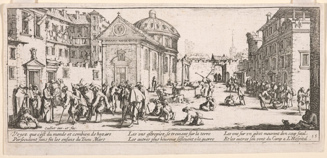 Hospitalet, illustration fra The Large Miserie of War af Jacques Callot