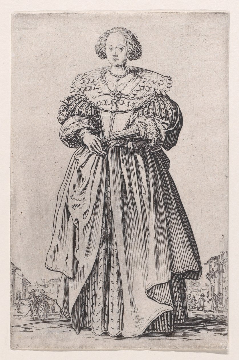 Damen med vifte, fra »Adelen« af Jacques Callot