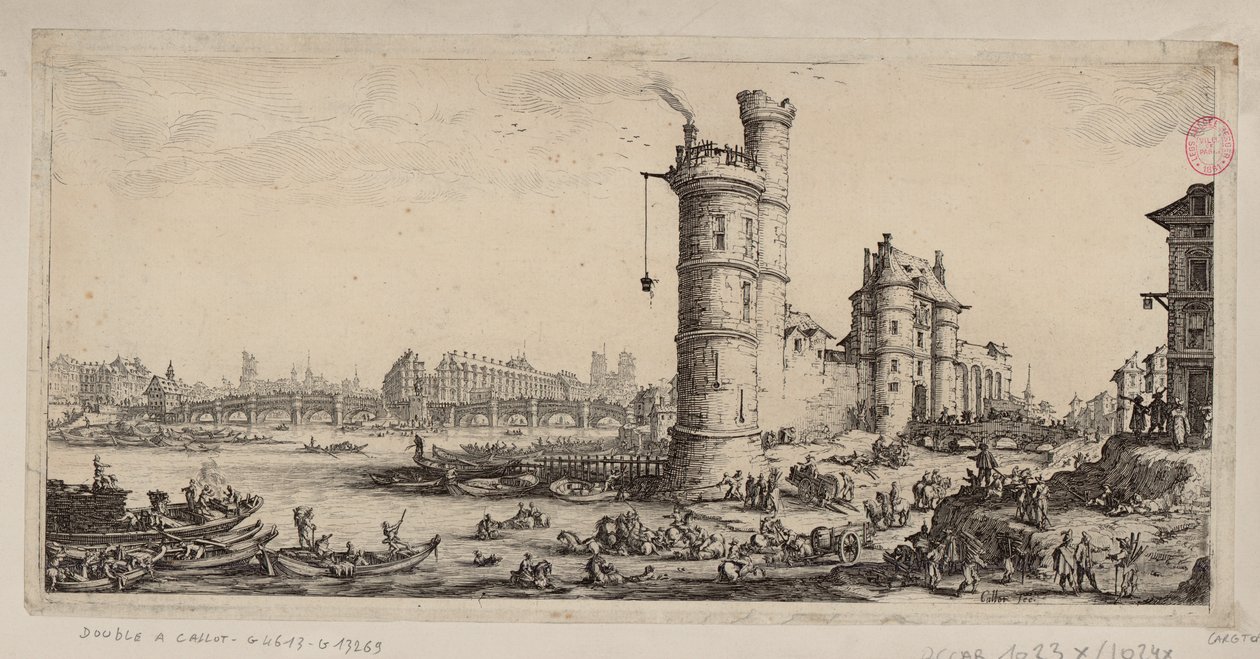 Nesle-tårnet og udsigt over Pont-Neuf af Jacques Callot