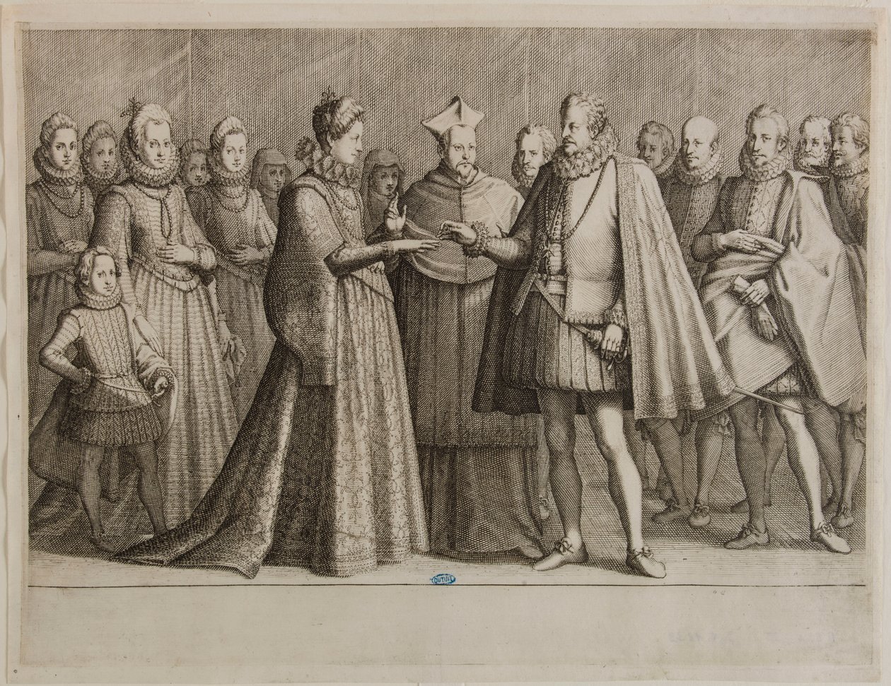 Ferdinand I de’ Medicis’ liv, Ferdinand I’s bryllup. Første nummer i en serie på 16 færdige stykker og 2 ekstra stykker (Lieure 147, Meaume 534) af Jacques Callot