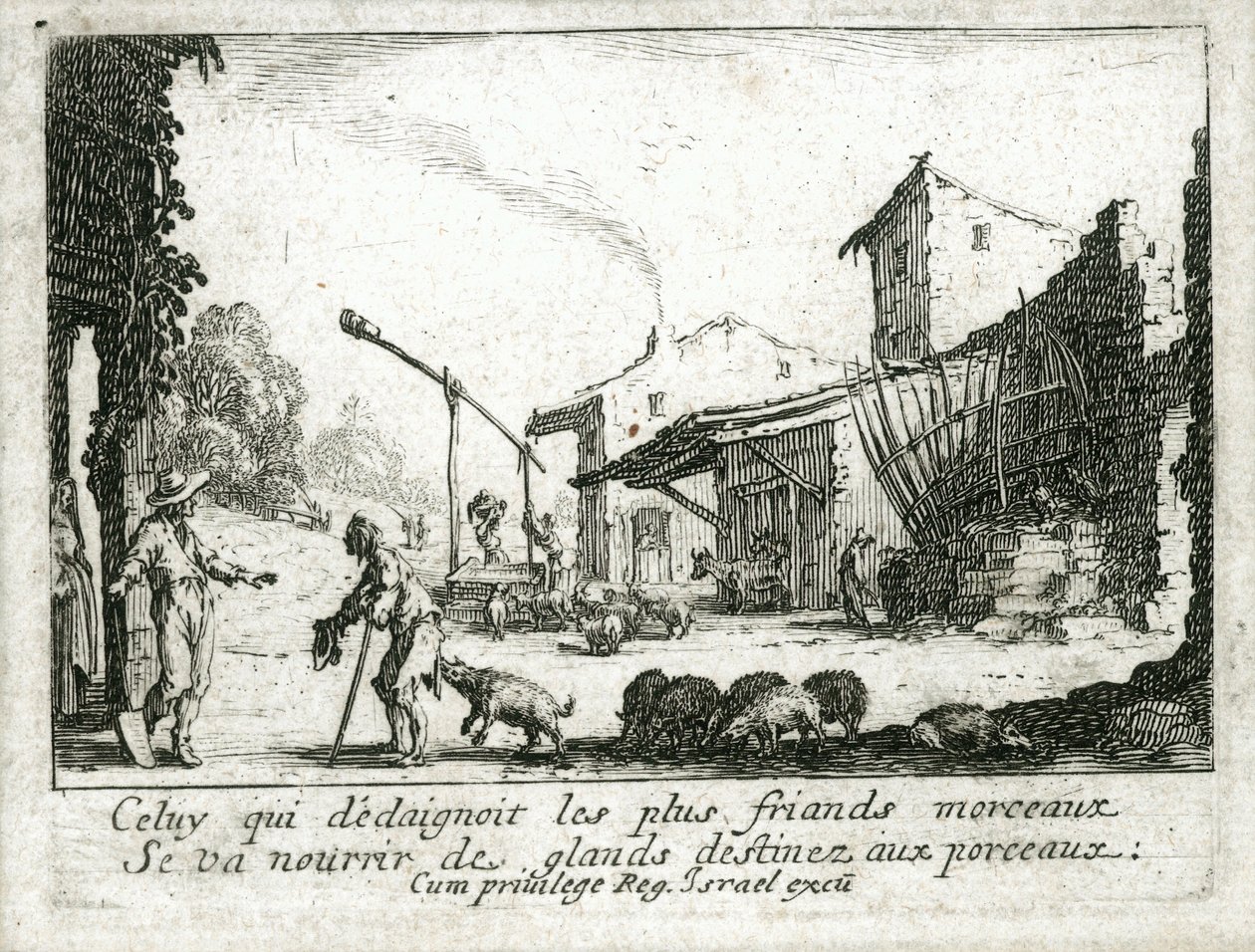 Den fortabte søns liv ... (kobberstik) af Jacques Callot