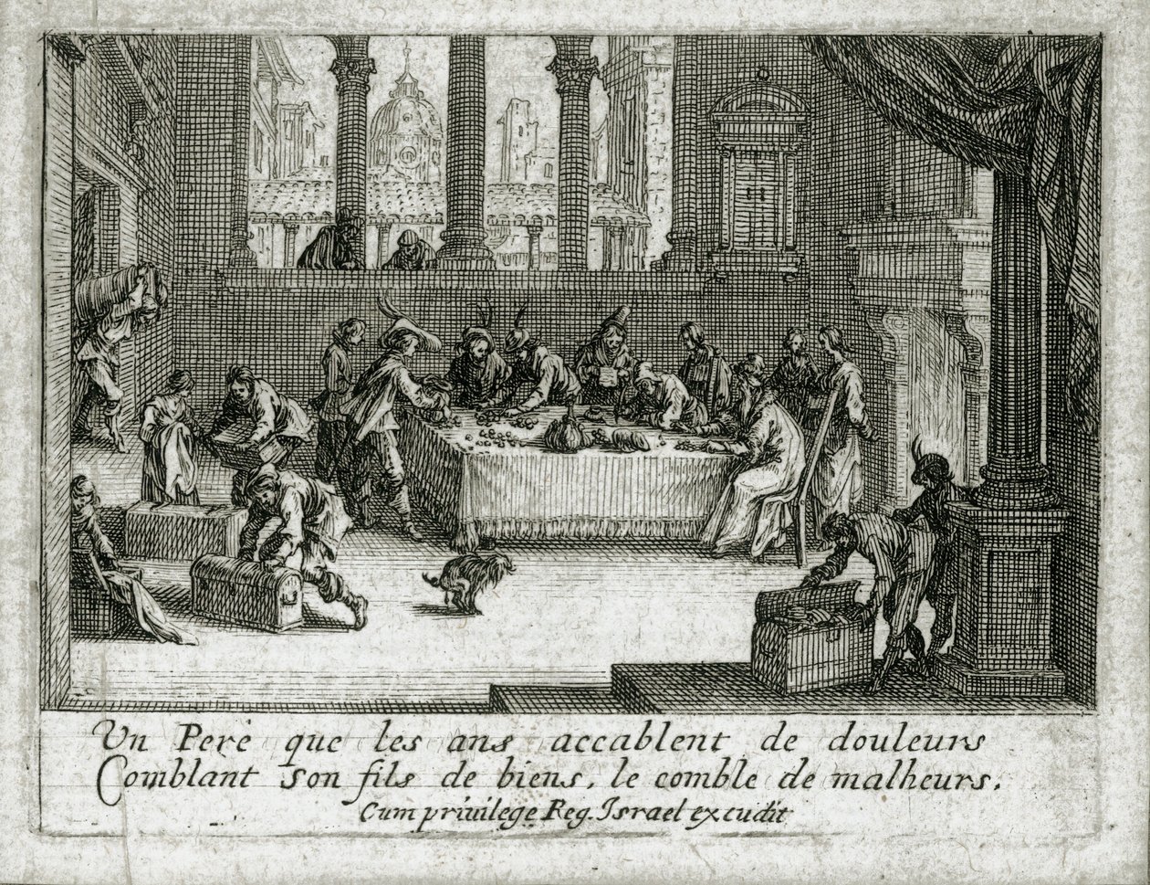 Den fortabte søns liv ... (kobberstik) af Jacques Callot
