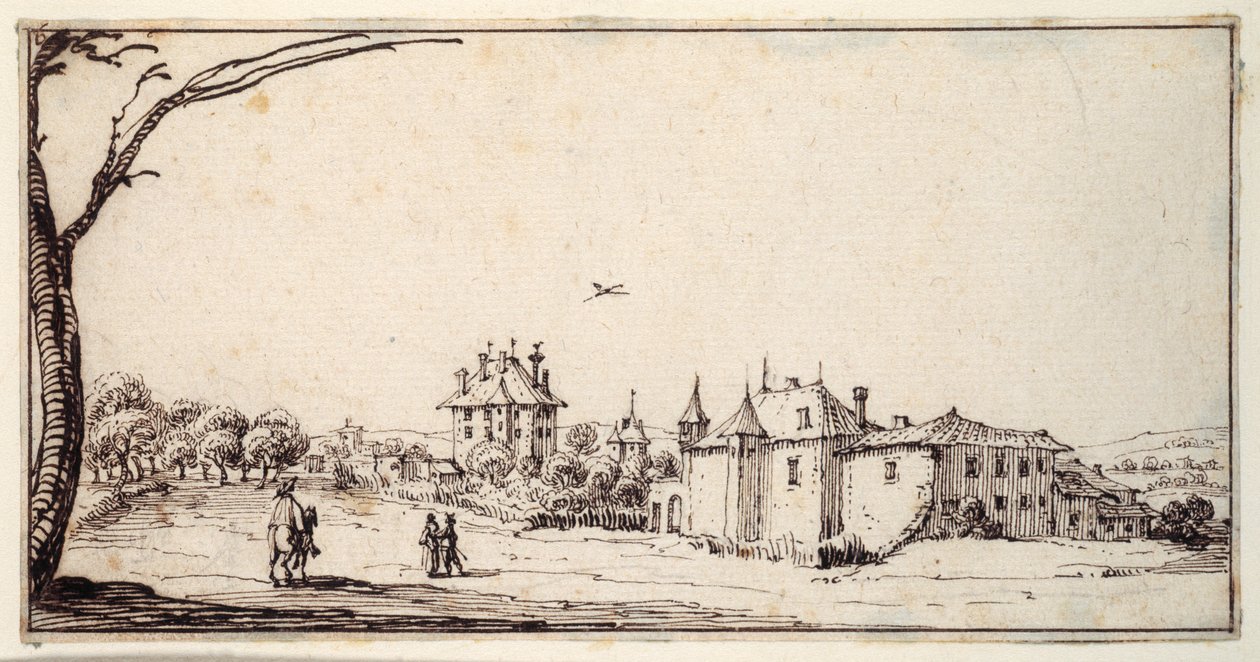 La Vieille et la Neuve Malgrange (pen & brunt blæk på papir) af Jacques Callot