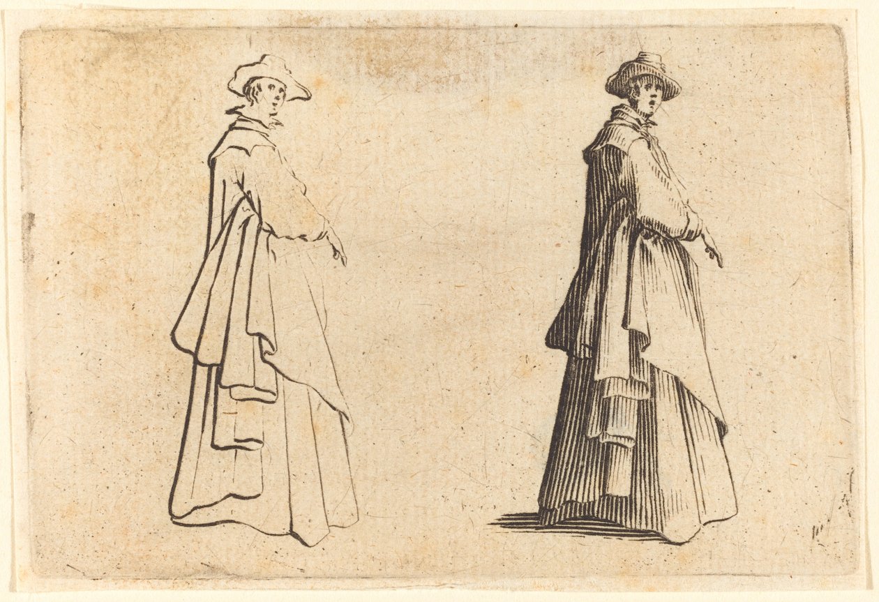 Dame i stor frakke af Jacques Callot