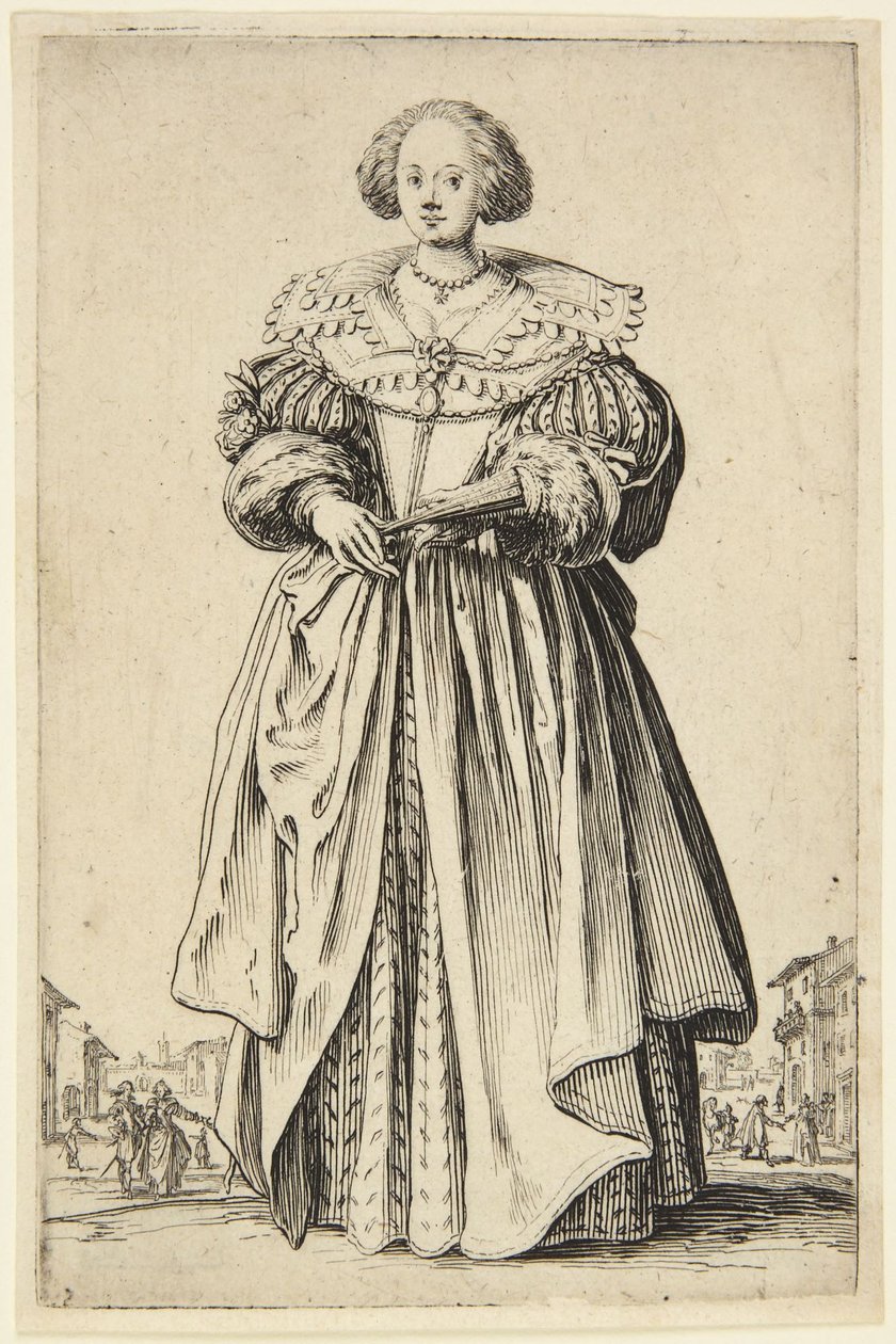 Dame med vifte af Jacques Callot