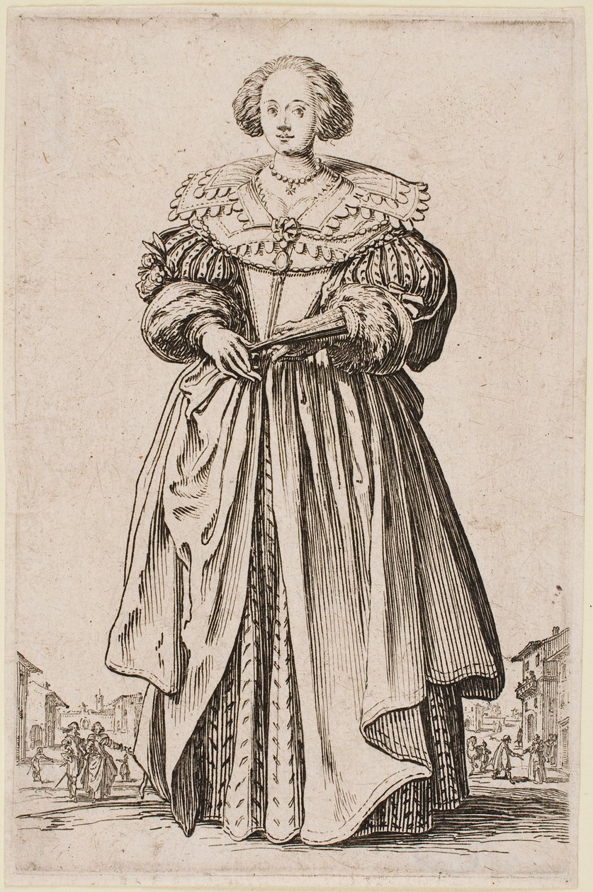 Lady with a Fan, fra serien "The Nobility of Lorraine" af Jacques Callot