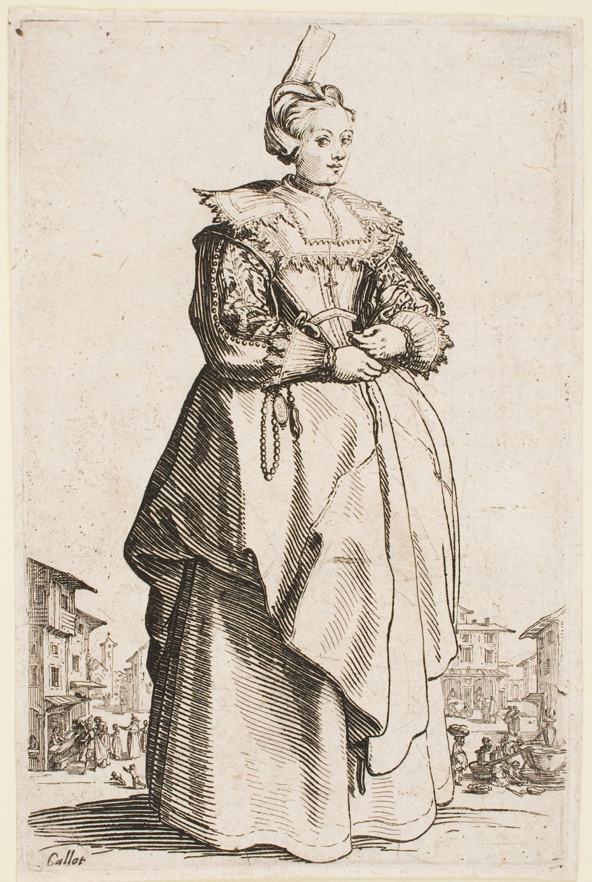 Lady with a Raised Cap, fra serien "The Nobility of Lorraine" af Jacques Callot