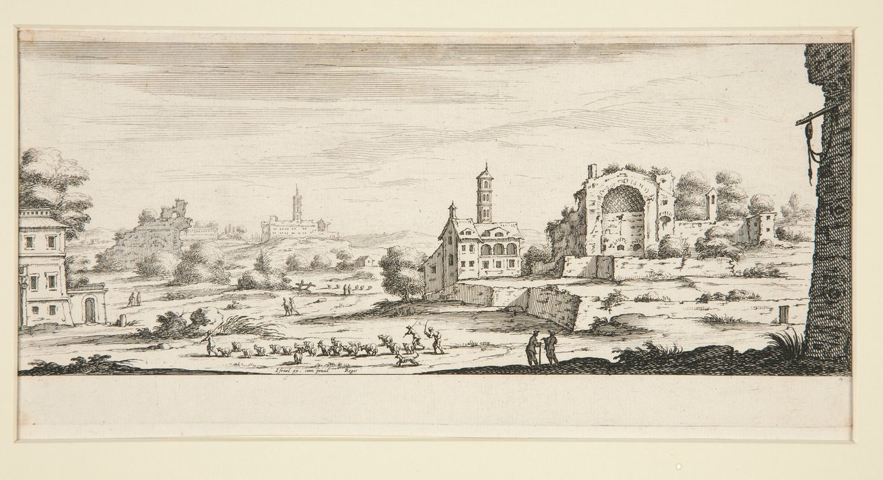 Landskab med store bygninger af Jacques Callot