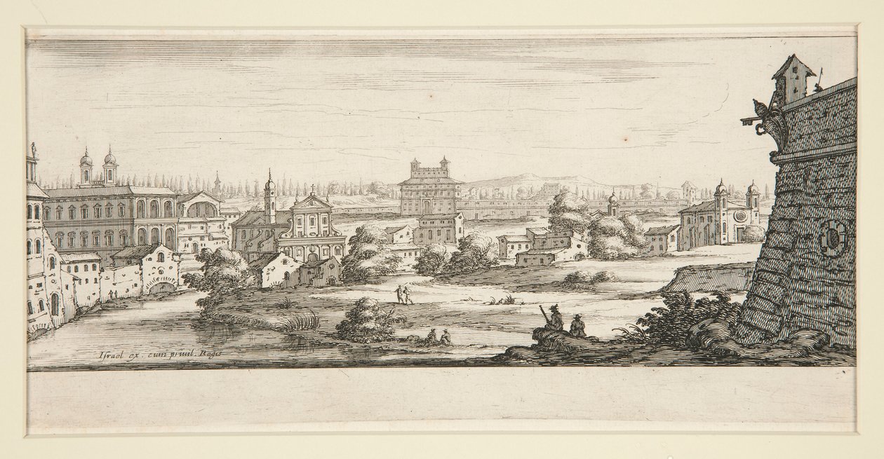 Landskab med store, imponerende bygninger af Jacques Callot