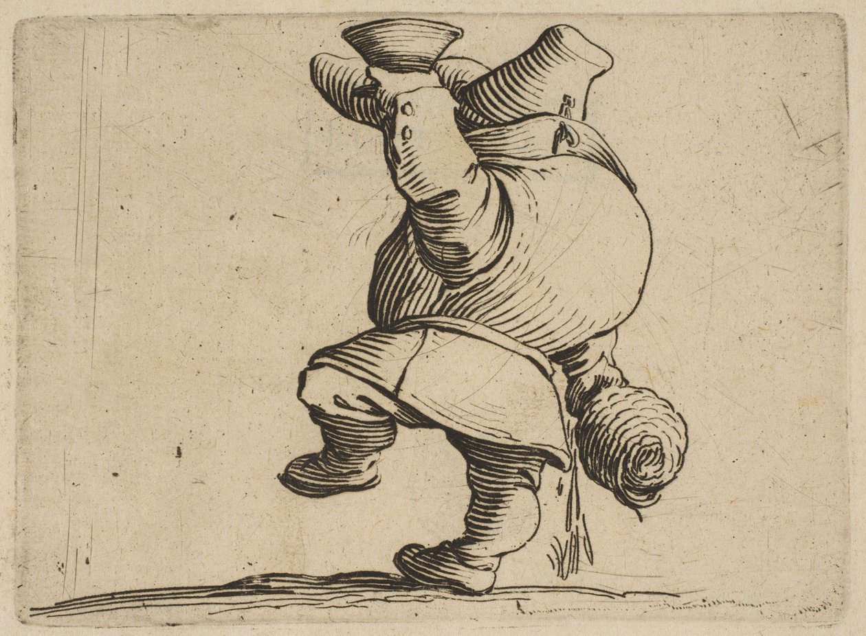 Le Buveur Vu de Dos Drikkeren set bagfra, fra Varie Figure Gobbi, suite appe..., 1616-22. af Jacques Callot