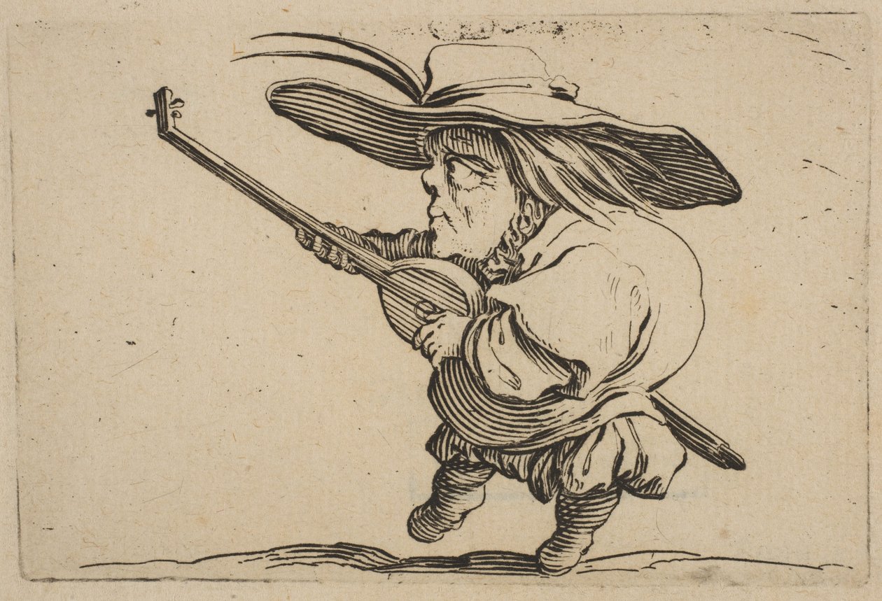 Lutespilleren, fra Varie Figure Gobbi, suite også kaldet Les B..., 1616-22. af Jacques Callot